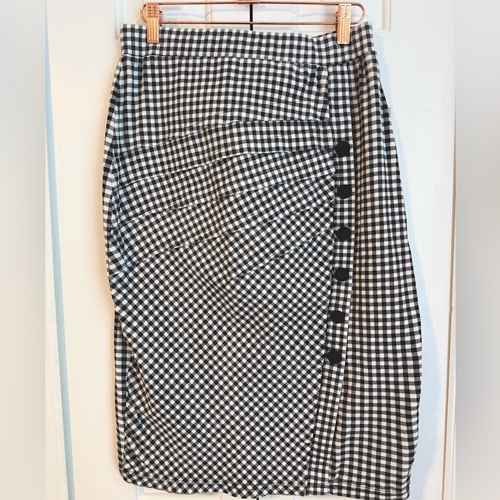 Black and White Plaid Pencil Skirt